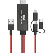 Swiss Charger SCV-30043 Universal Bağlantı Tipi iOS ve Android Görüntü Aktarma Cihazı