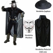 Akinco Vendetta Kostüm Seti – Şapka Maske Pelerin (120 Cm)