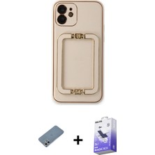 Cepte Toptan iPhone 12 Kozmos Minimal Prime - Siyah Bilvis 5in1 5d Magic Hayalet Cam Ekran Koruyucu + Gümüş Shine Kamera Lens Koruma Cam