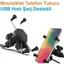 Sb Shopping USB Şarjlı Ayna Bağlantılı Motosiklet Telefon Tutucu Motor Tutacağı