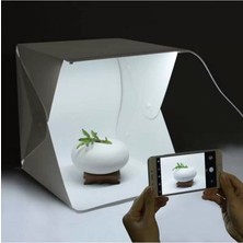 SHC4200 20 x 20 cm Profesyonel Stü LED Işıklı Çift Sıra Ürün Fotoğraf Çekim Çadırı