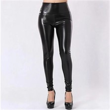 Hafif Giyim Fantezi Seksi Deri Görünümlü Yüksek Bel Tayt HF101429