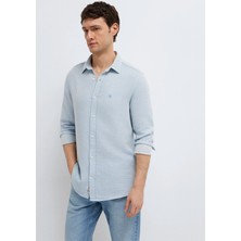 Mavi Mühür Logo Nakışlı Mavi Gömlek 0211899-86659