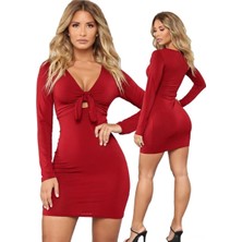 Hafif Giyim Fantezi Seksi Önden Bağlı Uzun Kollu Mini Elbise HF101547