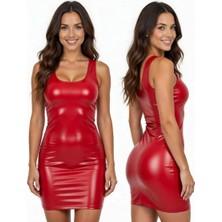 Hafif Giyim Fantezi Seksi Deri Göğüs Dekolteli Mini Elbise HF100710