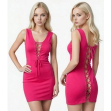 Hafif Giyim Fantezi Seksi Arkası Açık Bağcıklı Mini Elbise HF101192