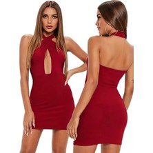Hafif Giyim Fantezi Seksi Derin Göğüs Dekolteli Sırtı Açık Mini Trend Elbise HF101556