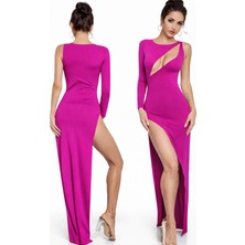 Hafif Giyim Fantezi Seksi Derin Dekolteli Derin Yırtmaçlı Uzun Elbise HF101507