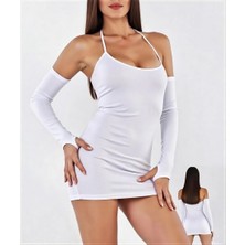 Hafif Giyim Fantezi Seksi Göğüs Dekolteli Eldiven Mini Elbise Takımı HF060828