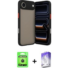 Cepte Toptan iPhone 17 Air Ahenk Çizgi Serisi - Siyah Bilvis 5in1 3D Magic Cam Ekran Koruyucu + Siyah Raze Metal Kamera Lens