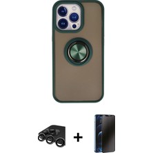 Cepte Toptan iPhone 15 Pro Max Yörünge Çizgi - Siyah 3D Antistatik Hayalet Cam Ekran Koruyucu + Titanyum Gri Raze Metal Kamera Lens