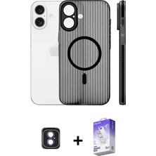 Cepte Toptan iPhone 16 Pusula Minimal Koleksiyonu - Siyah Bilvis 5in1 3D Magic Cam Ekran Koruyucu + Mavi Pvd Metal Kamera Lens