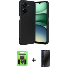 Cepte Toptan Galaxy A07 4g Eksen Form Prime - Siyah 3D Antistatik Hayalet Cam Ekran Koruyucu + Siyah Raze Metal Kamera Lens