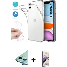 Cepte Toptan iPhone 11 Zirve Doku - Siyah Bilvis 3D Mat Cam Ekran Koruyucu + Mavi Raze Metal Kamera Lens