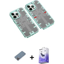 Cepte Toptan iPhone 13 Pro Max Ufuk Doku Prime - Siyah Bilvis 5in1 5d Magic Hayalet Cam Ekran Koruyucu + Mor Metal Kamera Lens Koruma Cam