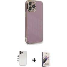 Cepte Toptan iPhone 13 Pro Max Yankı Serisi - Siyah Bilvis 3D Mat Cam Ekran Koruyucu + Gökkuşağı Shine Kamera Lens