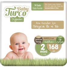 Baby Turco Doğadan Mini 2 Numara Bantlı Bez 3 - 6 kg 168'LI Ekstra Yumuşak