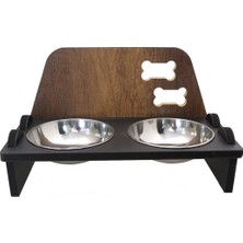 Hobimax Ahşap Büyük Irk Köpek Mama ve Su Kabı 1 İkili Paslanmaz Çelik Kase ile Kolay Temizlenir