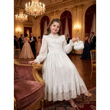 Bes Trend Kız Çocuk Leopar Desenli Uzun Boy Abiye Elbise Çanta Hediyeli