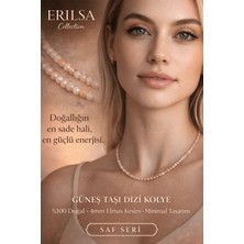 Erilsa Sertifikalı Güneş Taşı Dizi Kolye - 4mm Elmas Kesim Minimal Seri Doğal Taş Kolye
