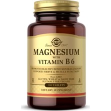 Solgar Magnesium 100 Tablet Vitamin B6 ile Nöron ve Kas Fonksiyonunu Destekleyen Takviye