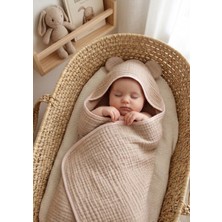 O&G Collection  Pamuklu , Organik 4 Katlı Multi Müslin Kum Beji Bebek / Çocuk , Bornoz / Havlu Banyo / Havuz / Deniz