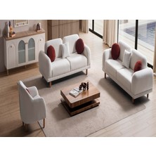 Polka Sofa Inci Koltuk Takımı 3+3+1 Teddy