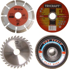 Meşem 115'lik Mermer Ahşap Granit Demir Kesme Disk Seti Turbo Kanallı 4 Parça Kesici