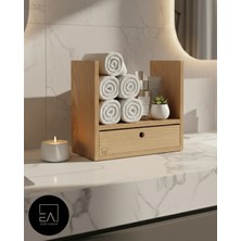 Ediz ahşap  dekoratif minimal çekmeceli çok amaçlı mutfak baharatlık