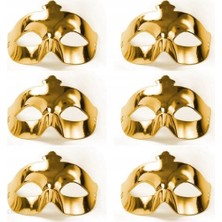 Paradise Sda Altın Metalize Renk Düz Balo Parti Maskesi 6 Adet 4523