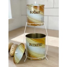 2 Katlı Küçük Boy Metal Patates Soğan Kovası - Sebzelik - Patates Soğanlık Sepeti