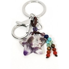 Moncuk Design Cesaret ve Canlılık Veren Kan Taşı Yıldız Kesim Çakra Anahtarlık – Bohem ve Şifa Temalı Şık Çanta Aksesuarı