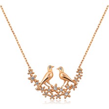 Inure Jewelry Gümüş Çifte Kumrular Bayan Kolye