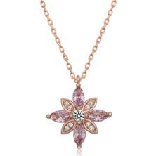 Inure Jewelry Gümüş Pembe Taşlı Umut Çiçeği Kolye