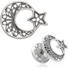 Inure Jewelry Inure Jewelry Gümüş Ay Yıldız Rozet
