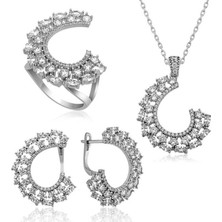 Inure Jewelry Gümüş Markiz Taşlı Bayan Set