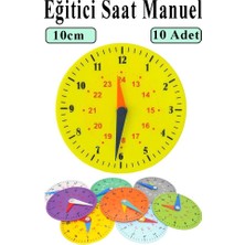 Artlantis Saat Öğretimi Materyali 10 Adet 10 cm Plastik Eğitim Saati Manuel Saat Modeli Kadran Akrep Yelkovan