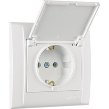 Defne Kapaklı Topraklı Priz, Beyaz