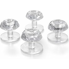 Busstier Kristal Çok Amaçlı Yapışkanlı Tutacak Buton Şeffaf Havlu Askısı Dolap Çekmece Kapak Kulpu Delmesiz Montaj 4 Adet Set