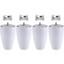 4 Adet Oval Plastik Ayak 12 cm Beyaz Mobilya Sehpa Kanepe Koltuk Ayağı Baza Ayakları Aparat Dahil