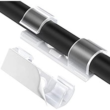 Kablo Sabitleyici Klipsler Kablo Düzenleyici Duvar Fayans Cam Kablo Tutucu Yapışkanlı Klips 20 Adet, Şeffaf