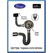 Donau Üstten Taşmalı Körüklü Lavabo Evye Sifonu Üstten Veya Yandan Çap 115 mm