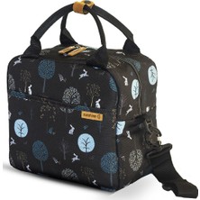 Sunshine Siyah Ağaç Desenli Isı İzolasyonlu Yemek Taşıma Çantası Su Geçirmez 25 cm Kapasite