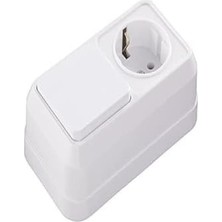 Sıva Üstü Ikili Anahtar Topraklı Priz Beyaz