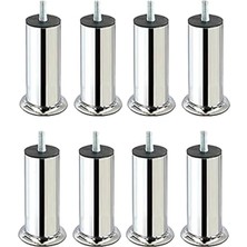 Mobilya Ayağı, Krom Kaplama Metal Baza Ayağı, Koltuk ve Kanepe Için Civatalı (8 Adet 12 cm M8 Ince Diş)