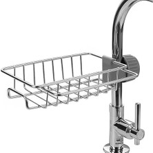 Kyrotech Mutfak Organizeri Tek Kat Demir Raf, Musluğa Klipsli Paslanmaz Çelik Evye Düzenleyici, Delmesiz Kurulum, Açık Drenajlı Süngerlik, Askılı Lavabo Içi Raf, Paslanmaz ve Dayanıklı Evye Organizeri