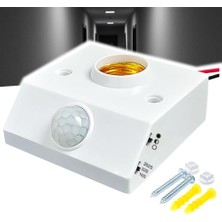 E27 Ampul Uyumlu Hareket Sensörü, Koridor Bodrumu Için Ayarlanabilir Harici Montajlı Enerji Tasarruflu, Insan Vücudu Sensörü