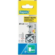 Blindnietmuttern, Ince Malzemeler Için, 20 Adet, Matkap Ucu Dahil, M5