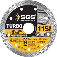 Sgs Premium Turbo Elmas Kesici Disk, 115MM x 1.2mm, Porselen Seramik Granit Mermer Için Hassas Kesim, SGS2324 Model