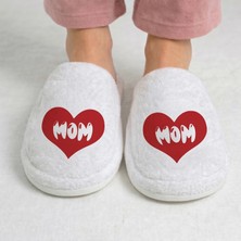 By Ebsem -Mom, Anne (Kadife) Baskılı %100 Pamuk Ev Terliği, Sevimli Şık Tasarım, Yumuşak, Kaymaz Kadife Terlik (37-42)